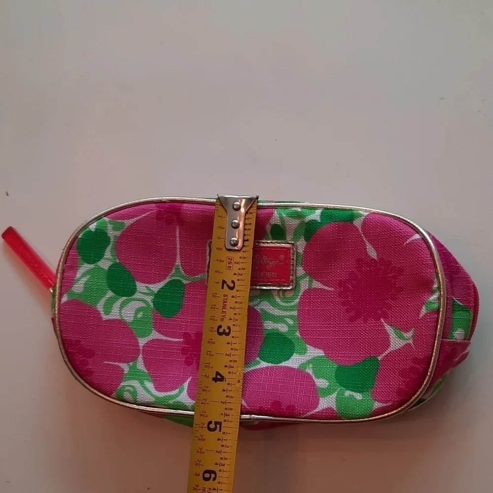Lilly Pulitzer x Estee Lauder pink floral makeup bag
